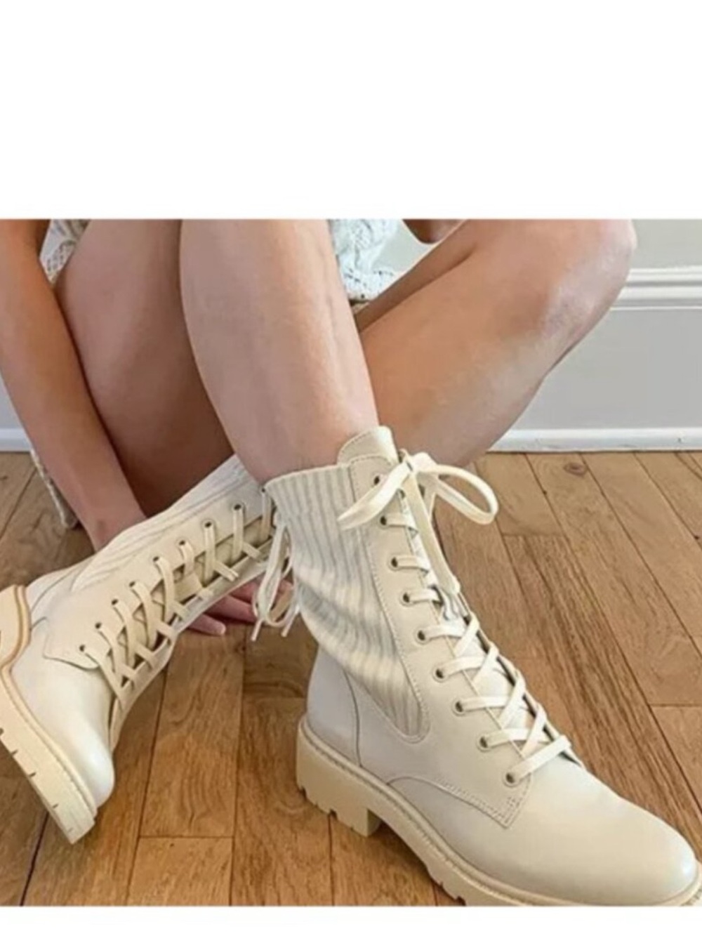 Sam Edelman Lydell combat boots Ivory Cream women's size 9